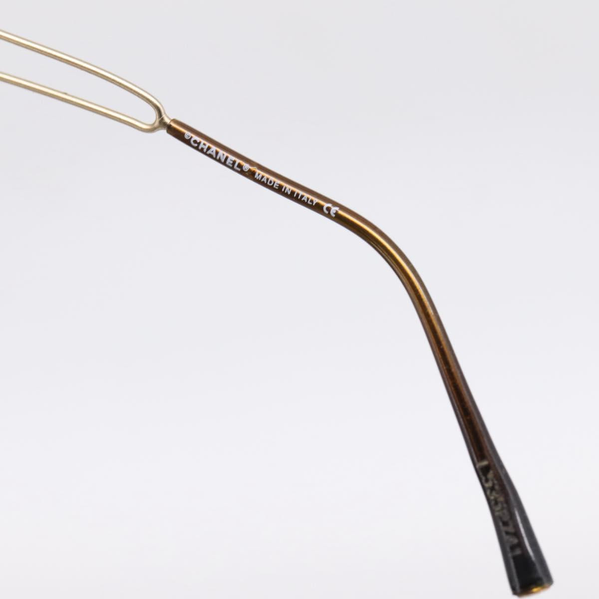 CHANEL CC Rimless Sunglasses metal Brown CC Auth am12584M