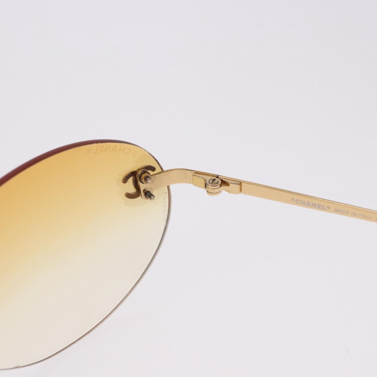 CHANEL CC Rimless Sunglasses metal Orange CC Auth am12585M
