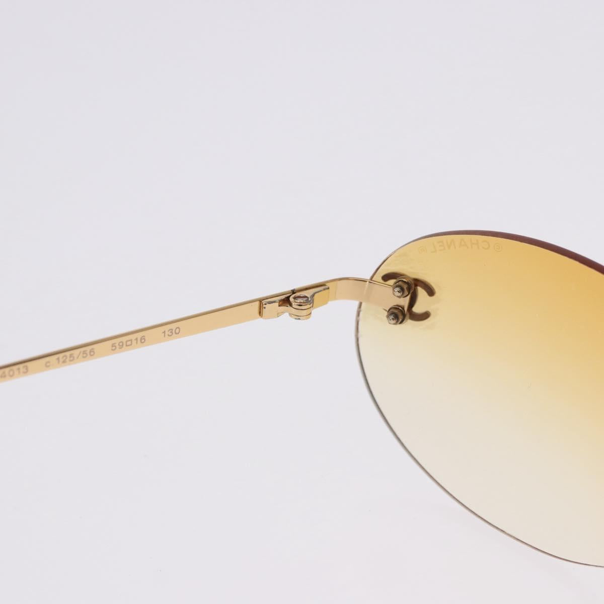 CHANEL CC Rimless Sunglasses metal Orange CC Auth am12585M