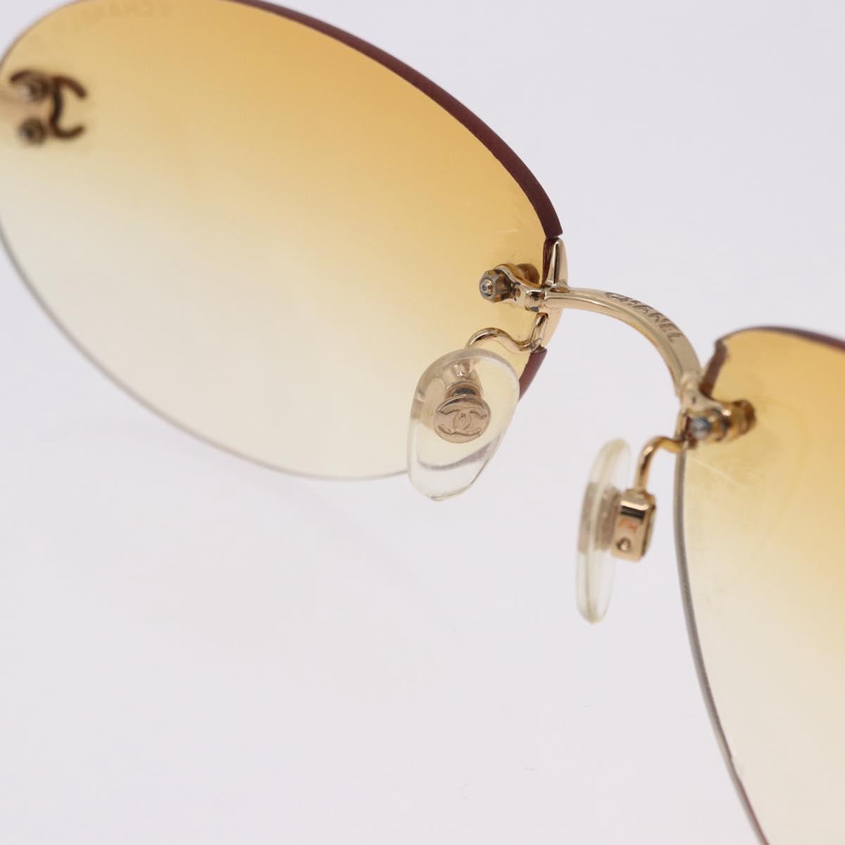 CHANEL CC Rimless Sunglasses metal Orange CC Auth am12585M