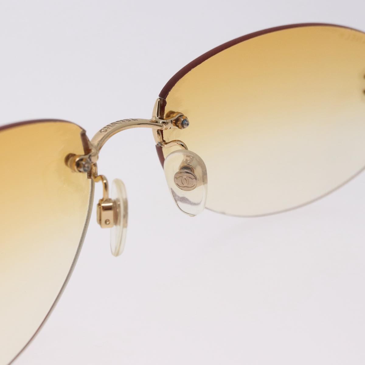CHANEL CC Rimless Sunglasses metal Orange CC Auth am12585M