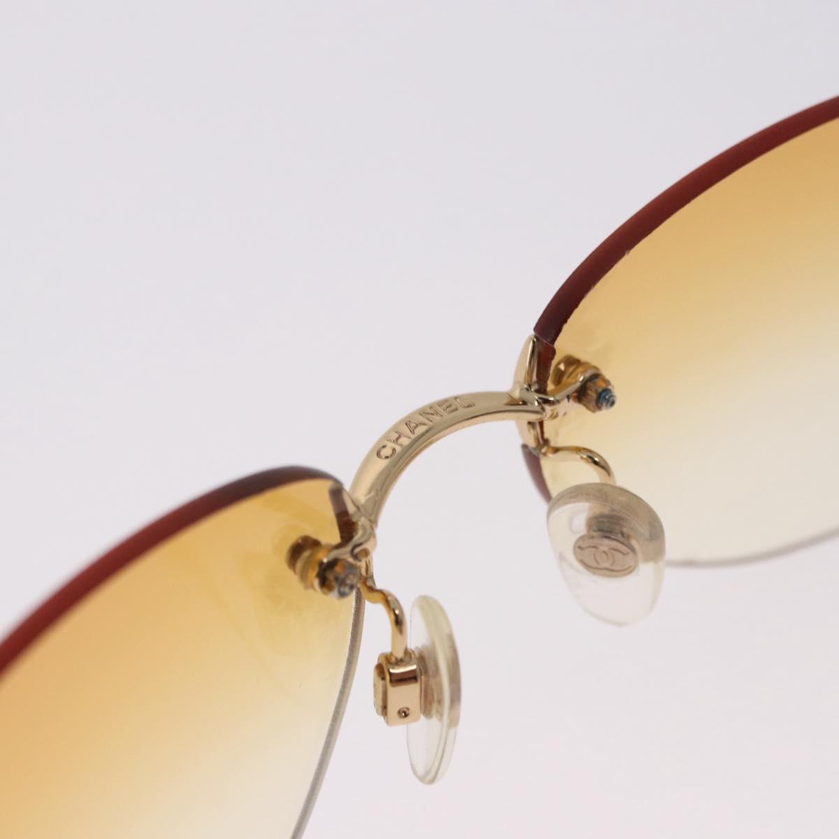 CHANEL CC Rimless Sunglasses metal Orange CC Auth am12585M