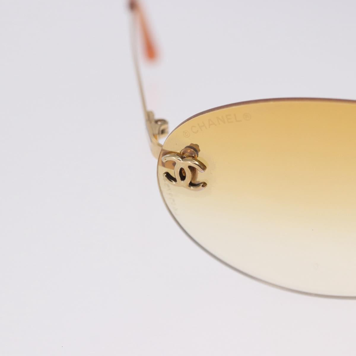 CHANEL CC Rimless Sunglasses metal Orange CC Auth am12585M