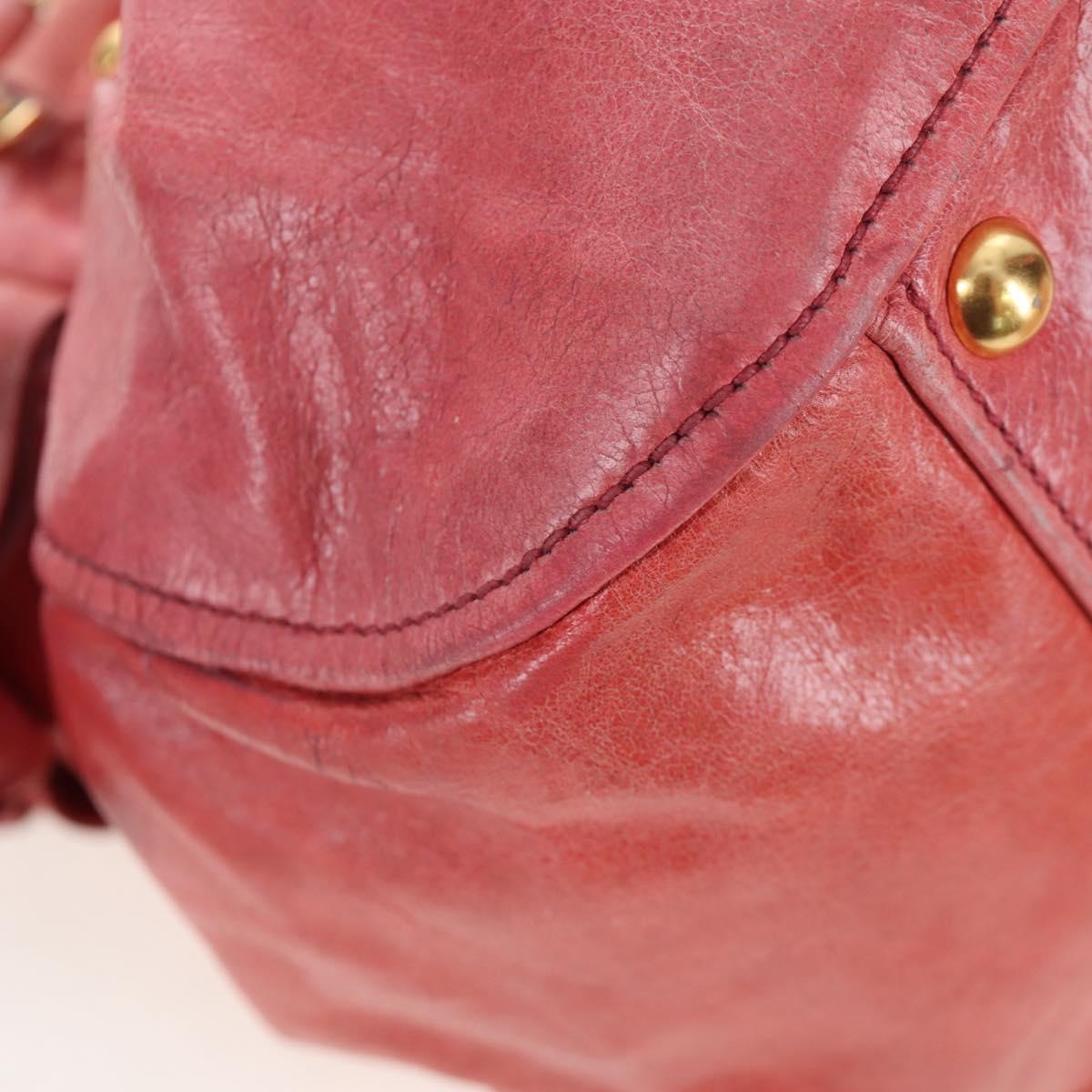 Miu Miu Side Ribbon Hand Bag Leather 2way Pink Gold Auth am12586V