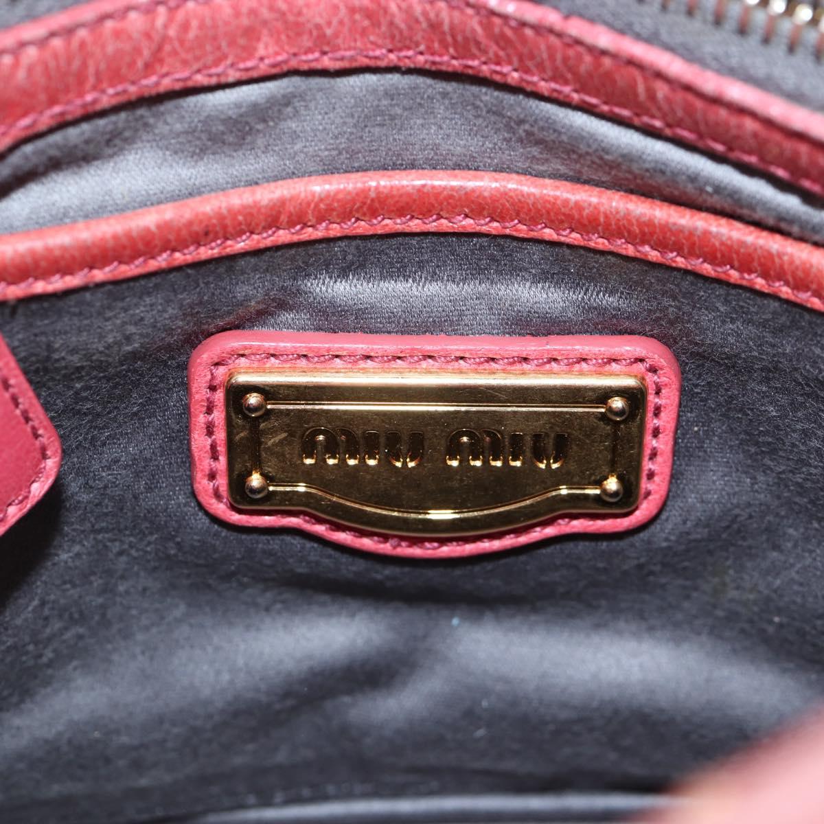 Miu Miu Side Ribbon Hand Bag Leather 2way Pink Gold Auth am12586V