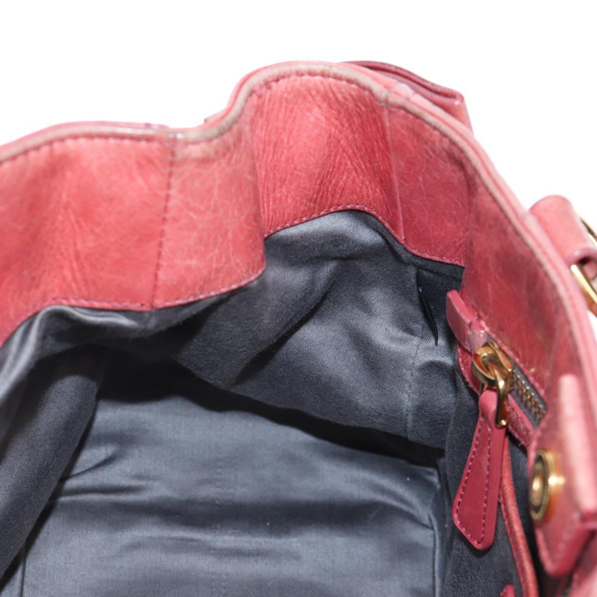 Miu Miu Side Ribbon Hand Bag Leather 2way Pink Gold Auth am12586V