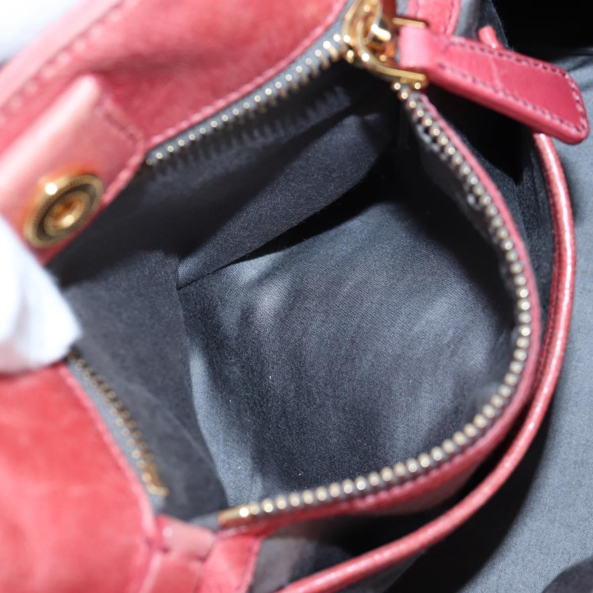Miu Miu Side Ribbon Hand Bag Leather 2way Pink Gold Auth am12586V