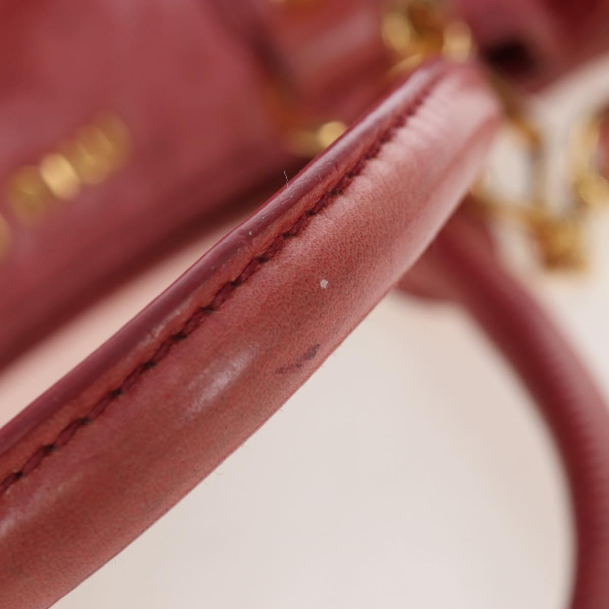 Miu Miu Side Ribbon Hand Bag Leather 2way Pink Gold Auth am12586V