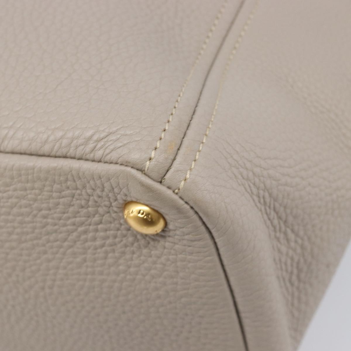 PRADA Tote Bag Taurillon Clemence Leather Gray Gold Auth am12588V