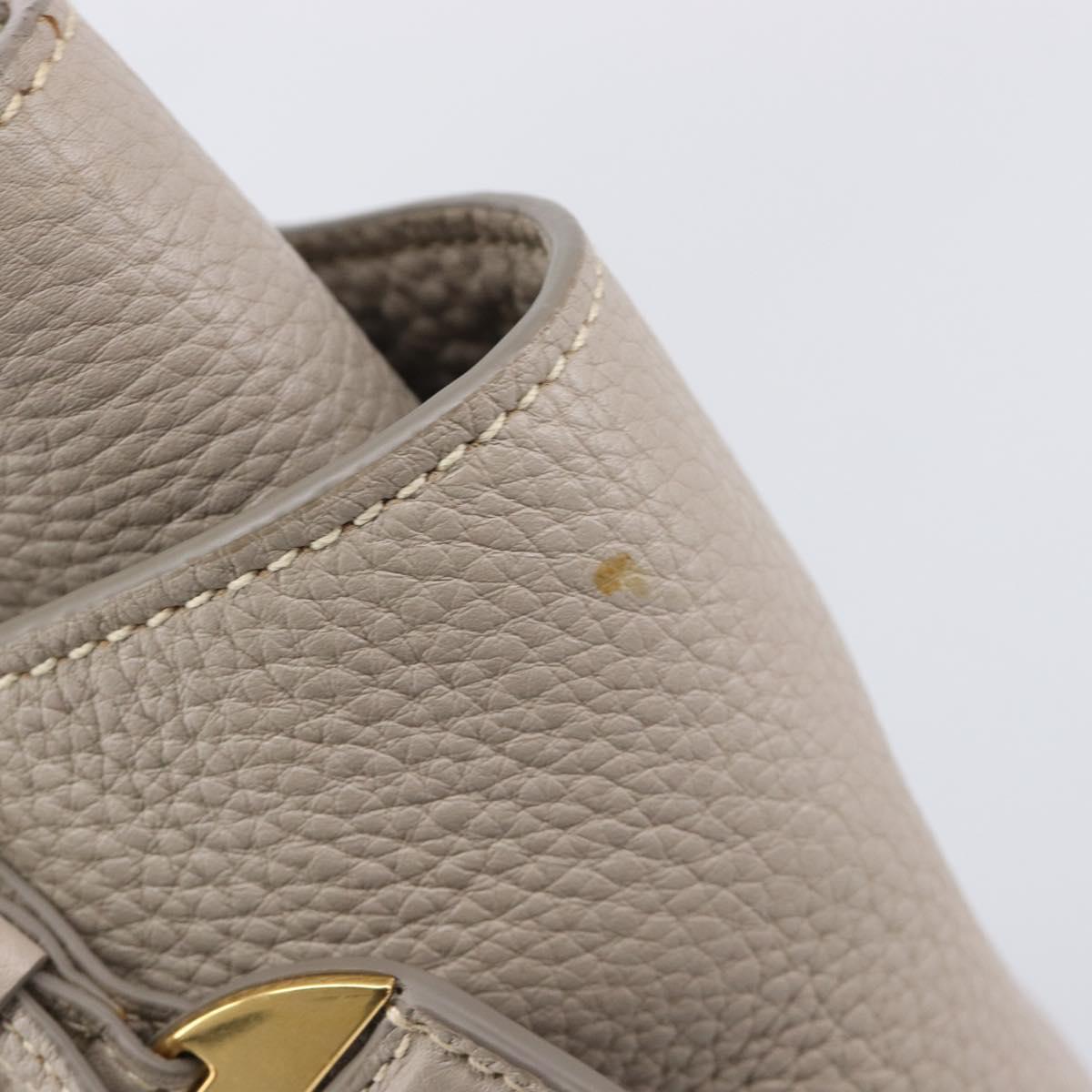 PRADA Tote Bag Taurillon Clemence Leather Gray Gold Auth am12588V