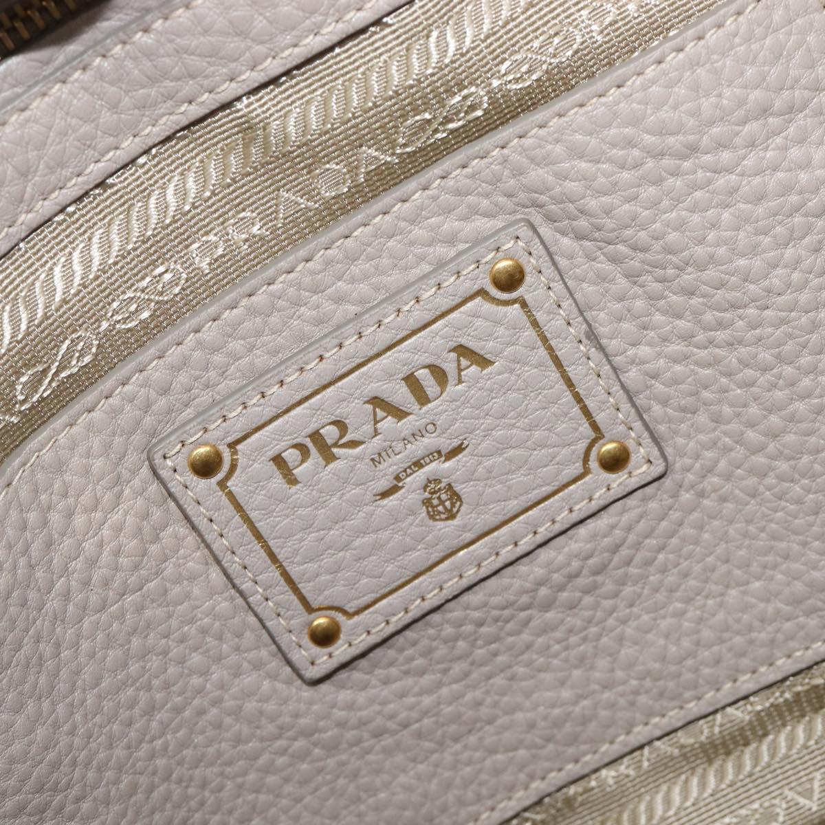 PRADA Tote Bag Taurillon Clemence Leather Gray Gold Auth am12588V