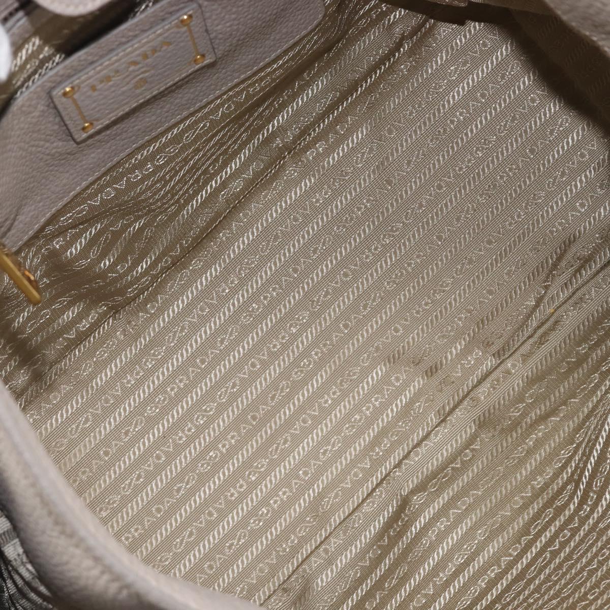 PRADA Tote Bag Taurillon Clemence Leather Gray Gold Auth am12588V