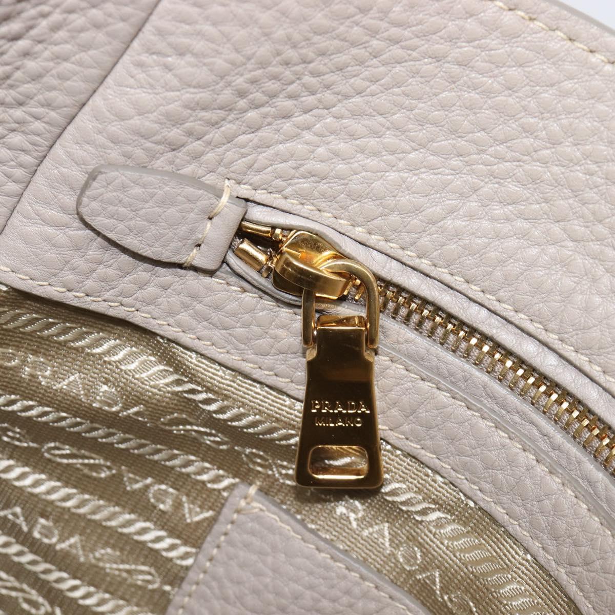 PRADA Tote Bag Taurillon Clemence Leather Gray Gold Auth am12588V