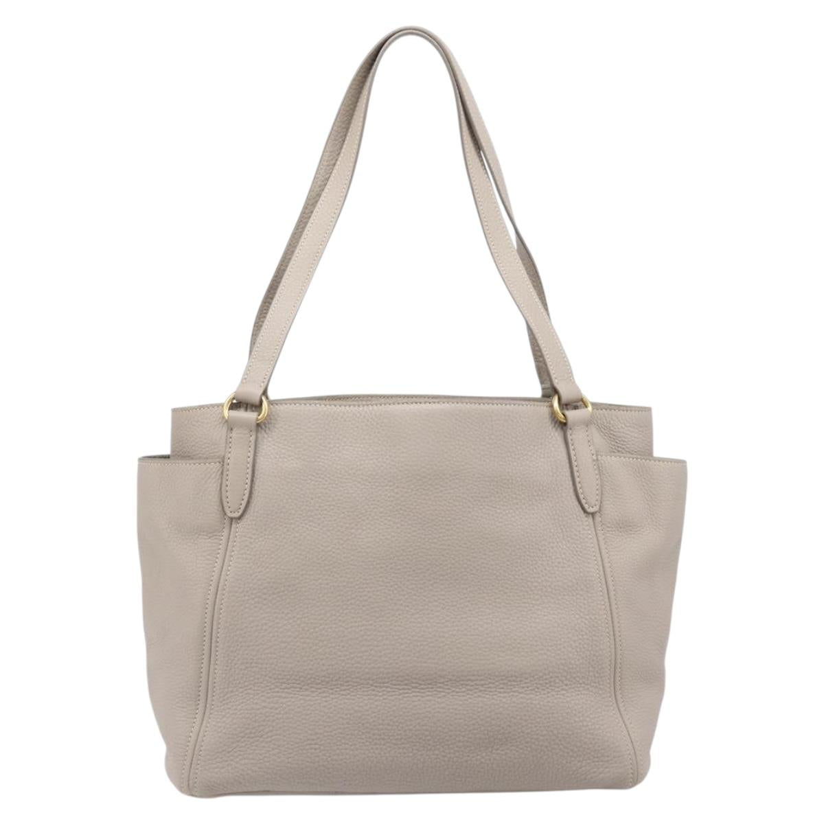 PRADA Tote Bag Taurillon Clemence Leather Gray Gold Auth am12588V