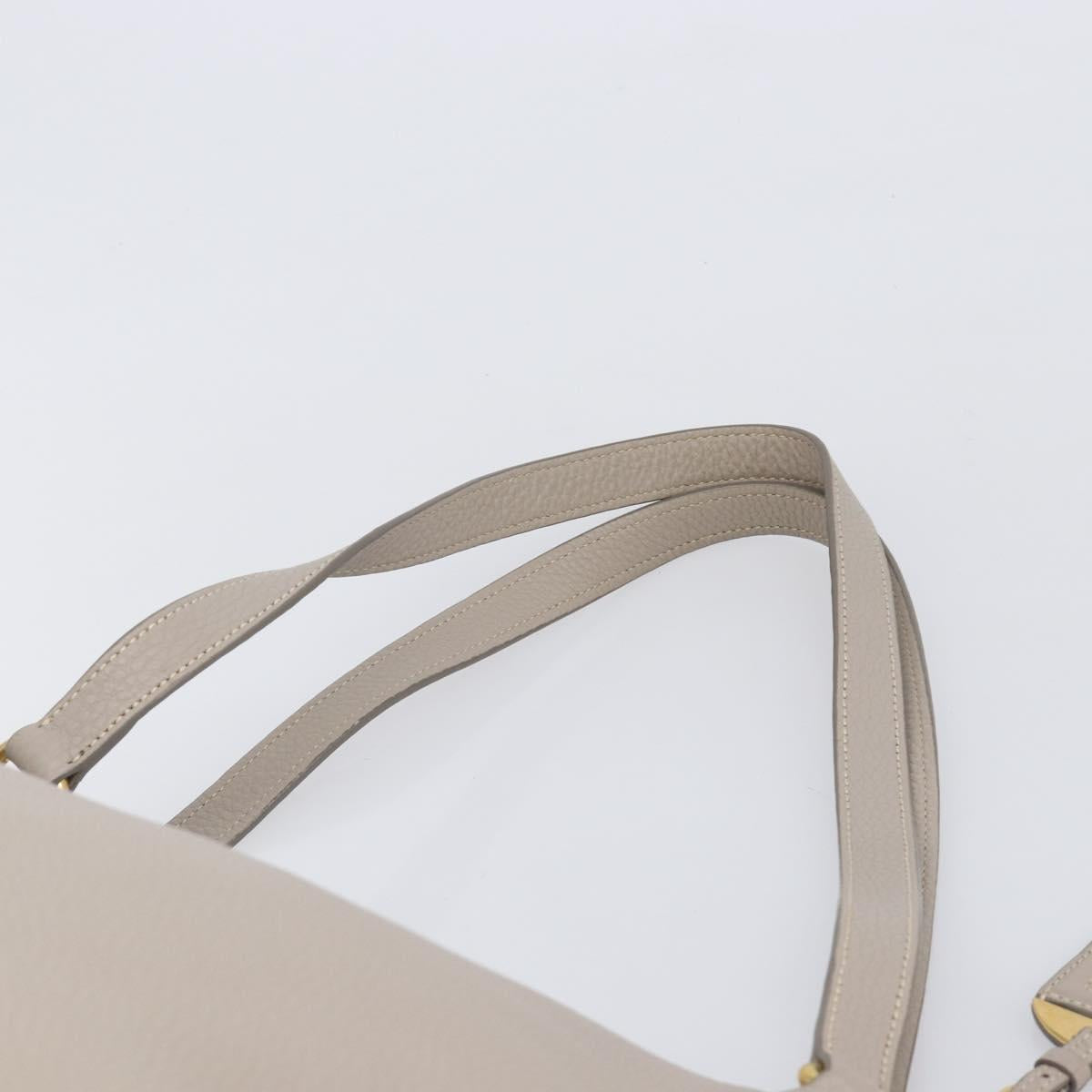 PRADA Tote Bag Taurillon Clemence Leather Gray Gold Auth am12588V