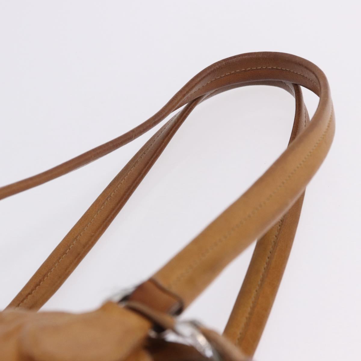 PRADA Hand Bag Leather Brown Silver Auth am12592V