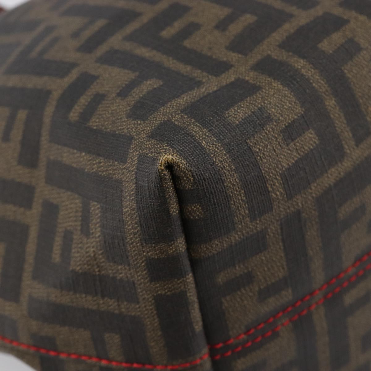 FENDI Zucca Canvas Tote Bag PVC Brown Black Auth am12594V