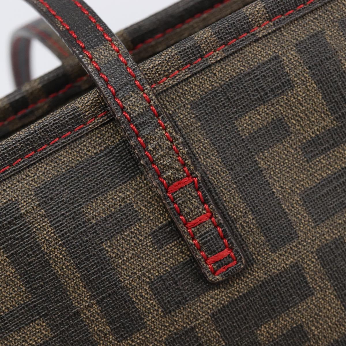 FENDI Zucca Canvas Tote Bag PVC Brown Black Auth am12594V