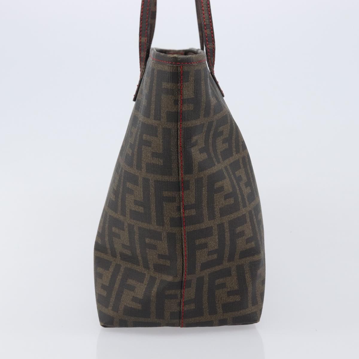 FENDI Zucca Canvas Tote Bag PVC Brown Black Auth am12594V