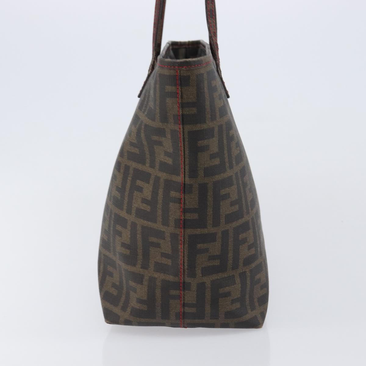FENDI Zucca Canvas Tote Bag PVC Brown Black Auth am12594V