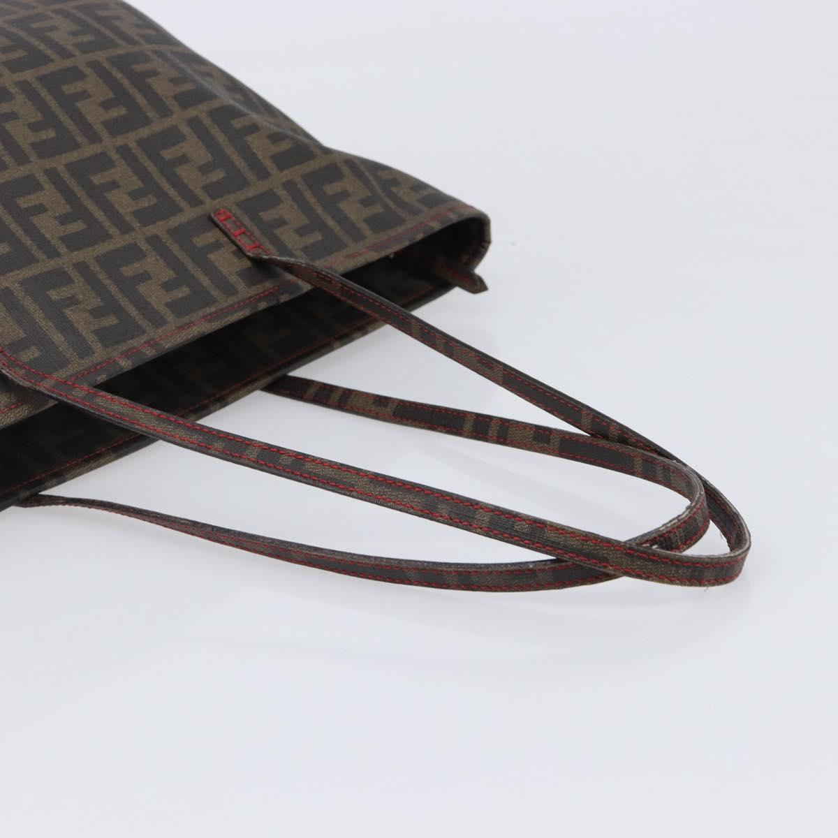 FENDI Zucca Canvas Tote Bag PVC Brown Black Auth am12594V