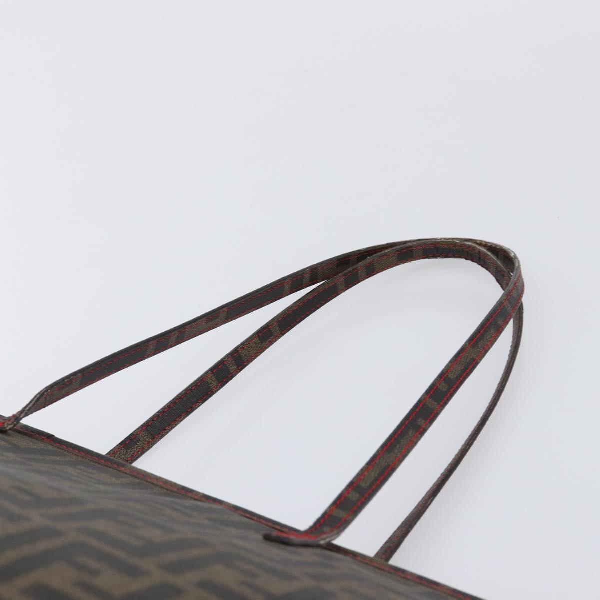FENDI Zucca Canvas Tote Bag PVC Brown Black Auth am12594V