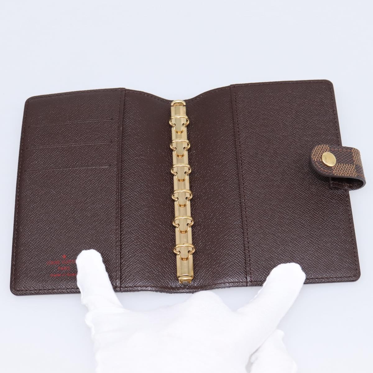 LOUIS VUITTON Damier Ebene Agenda PM Day Planner Cover R20700 LV Auth am12596V