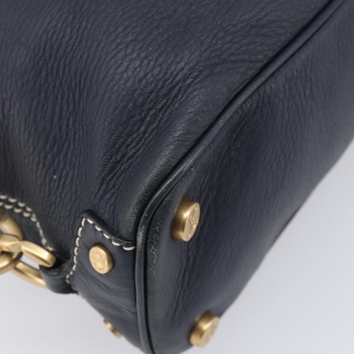 CELINE Hand Bag Leather Black Gold Auth am12599V