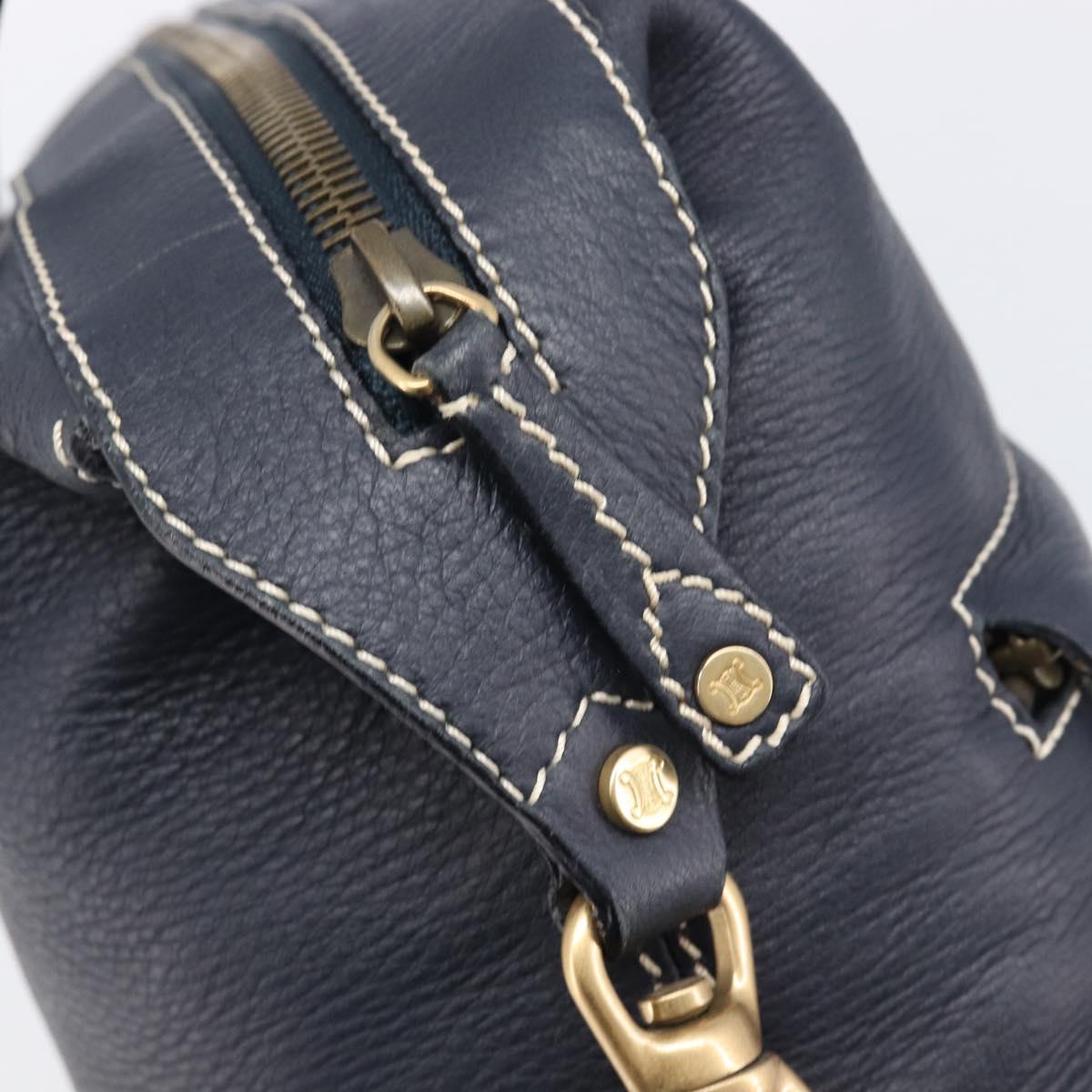 CELINE Hand Bag Leather Black Gold Auth am12599V