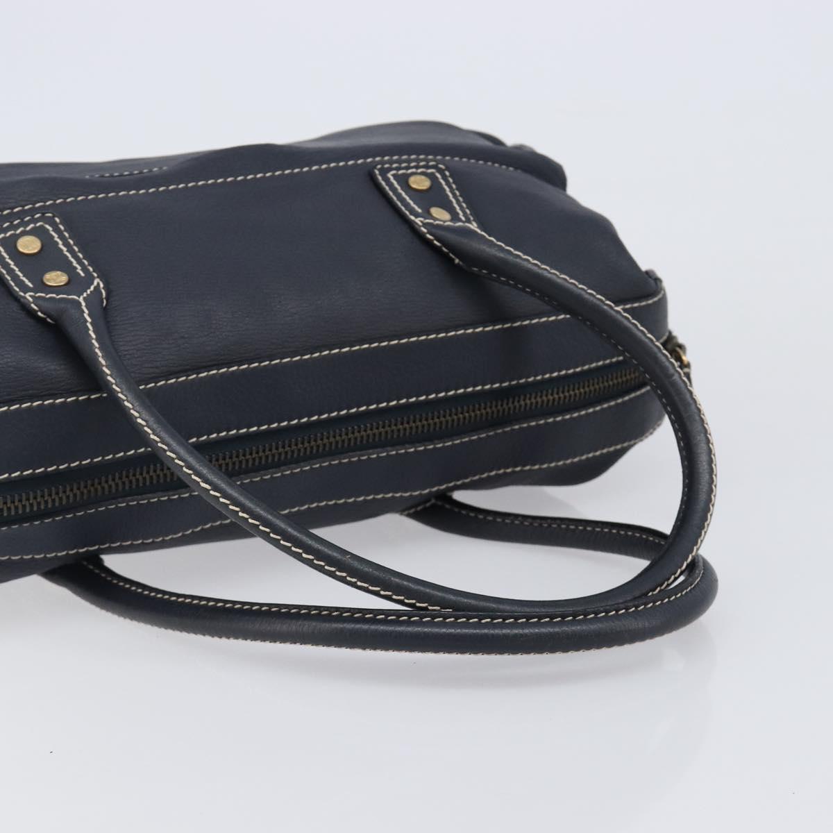 CELINE Hand Bag Leather Black Gold Auth am12599V