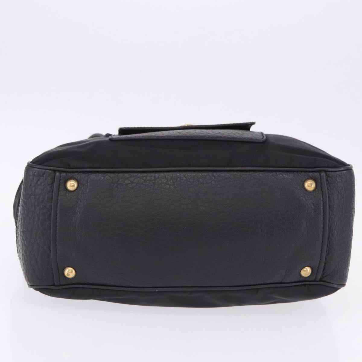 PRADA Shoulder Bag Leather nylon Black Gold Auth am12600V