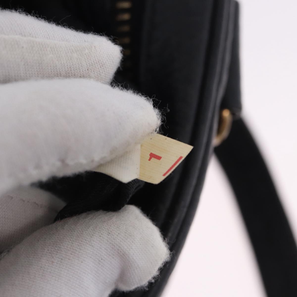 PRADA Shoulder Bag Leather nylon Black Gold Auth am12600V