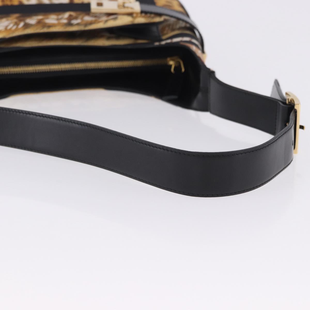 Salvatore Ferragamo Leopard Hand Bag Nylon Leather Beige Gold Auth am12601V