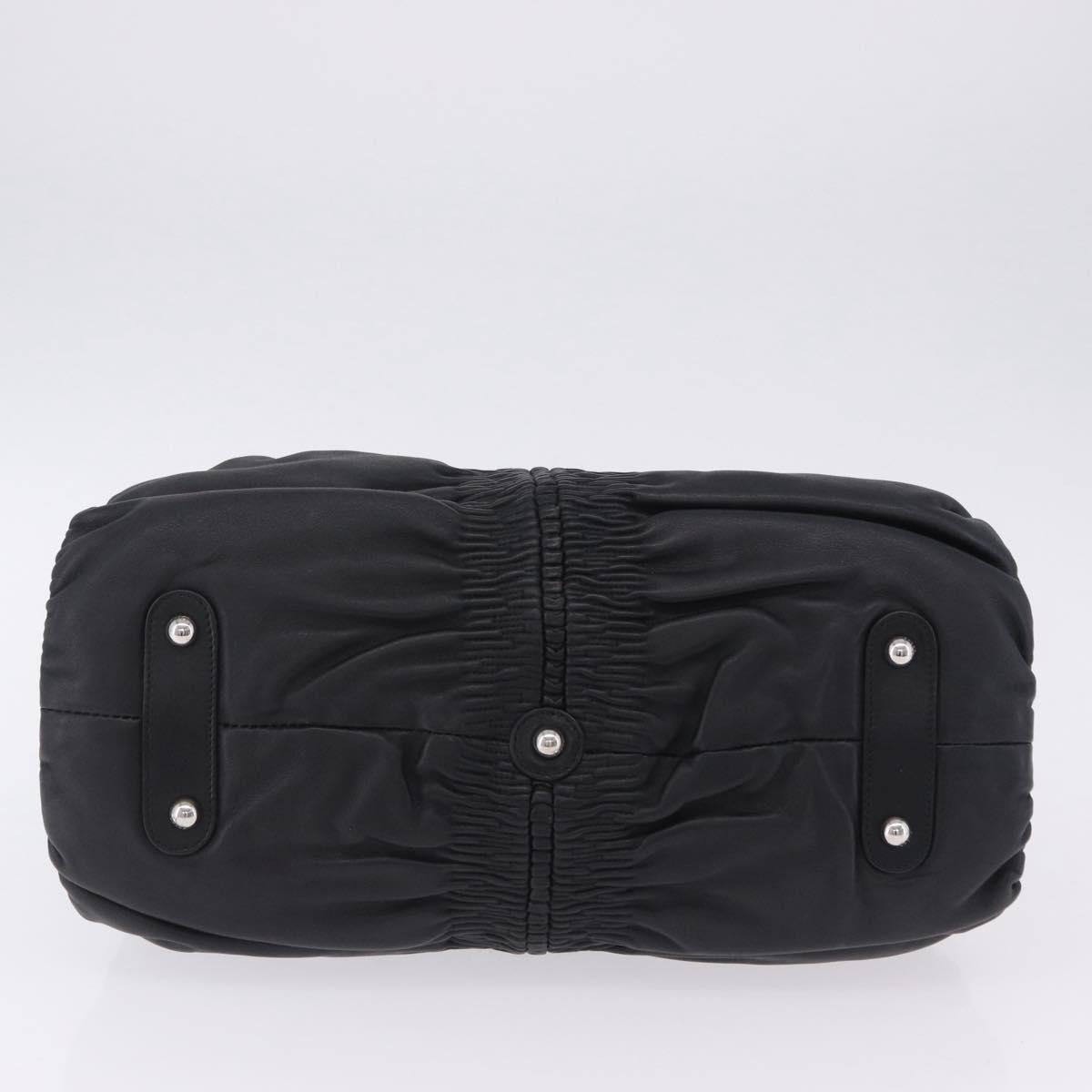 Christian Dior Carreño Hand Bag Leather Black Silver Auth am12602SAM