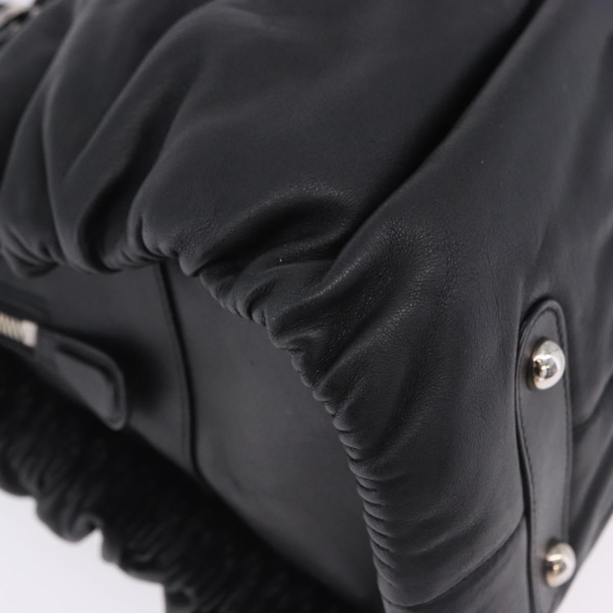 Christian Dior Carreño Hand Bag Leather Black Silver Auth am12602SAM