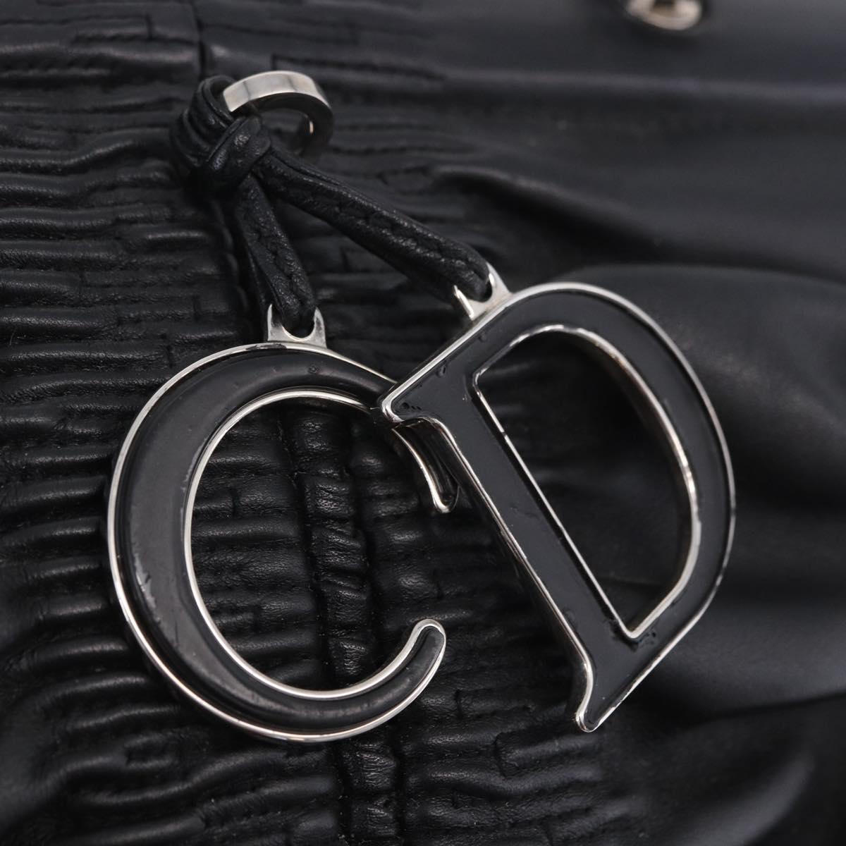 Christian Dior Carreño Hand Bag Leather Black Silver Auth am12602SAM