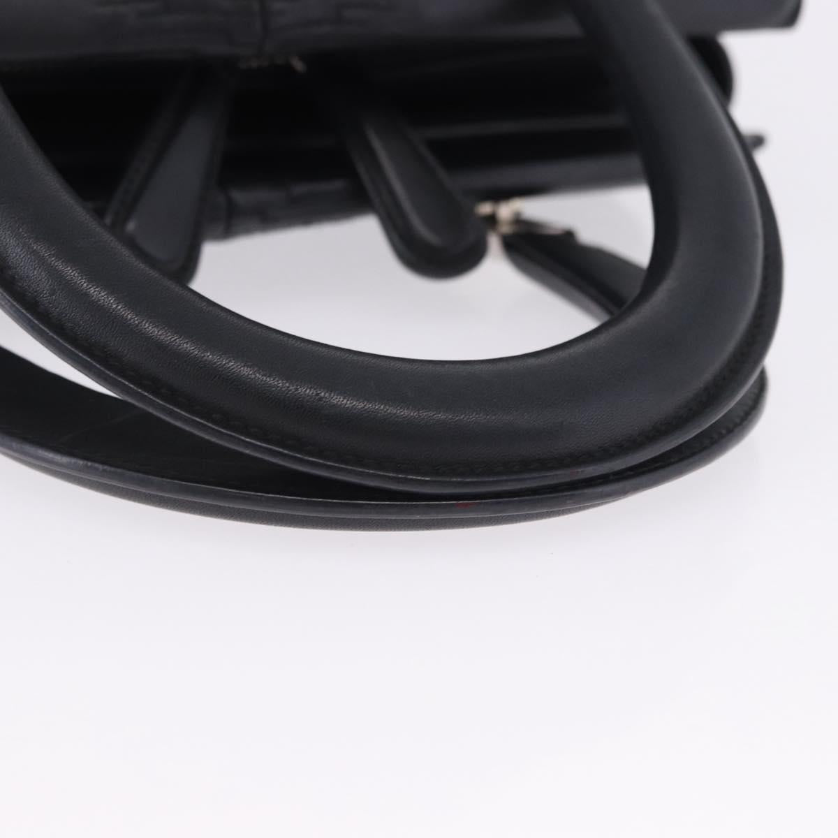Christian Dior Carreño Hand Bag Leather Black Silver Auth am12602SAM