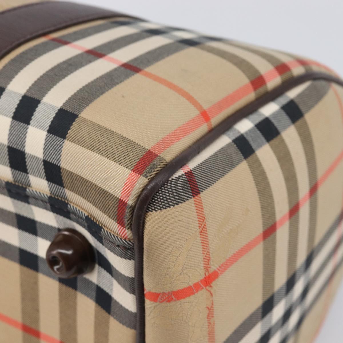 Burberrys Nova Check Boston Bag Canvas Beige Gold Auth am12606V