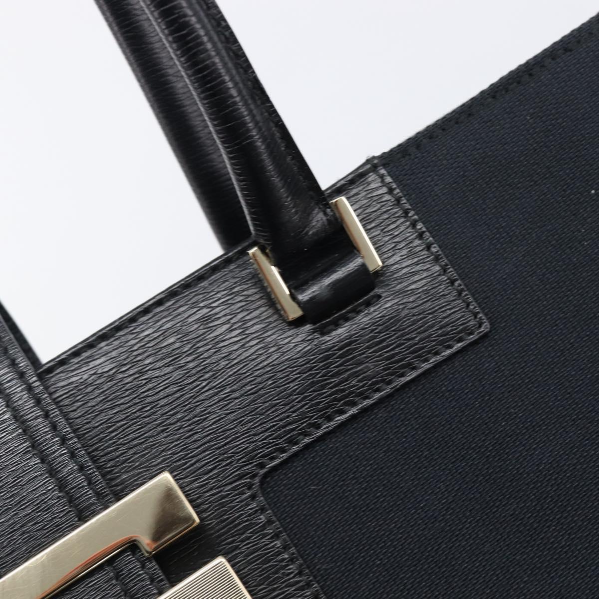 GUCCI G Tote Bag Leather Canvas Black Gold 002 1109 Auth am12610V