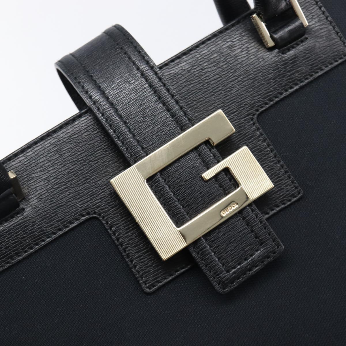 GUCCI G Tote Bag Leather Canvas Black Gold 002 1109 Auth am12610V