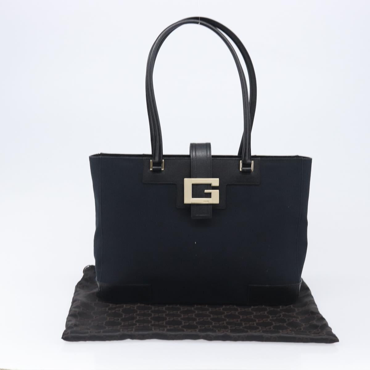 GUCCI G Tote Bag Leather Canvas Black Gold 002 1109 Auth am12610V