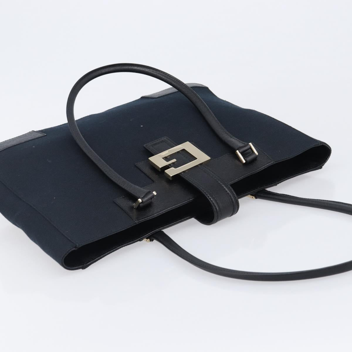 GUCCI G Tote Bag Leather Canvas Black Gold 002 1109 Auth am12610V