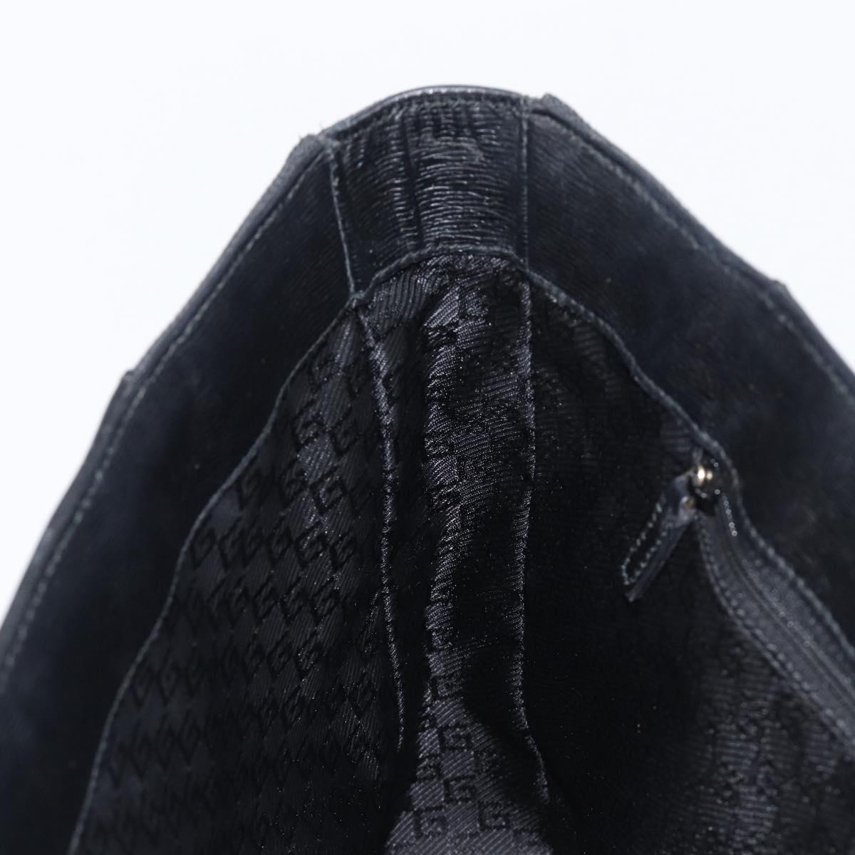 GUCCI G Tote Bag Leather Canvas Black Gold 002 1109 Auth am12611V