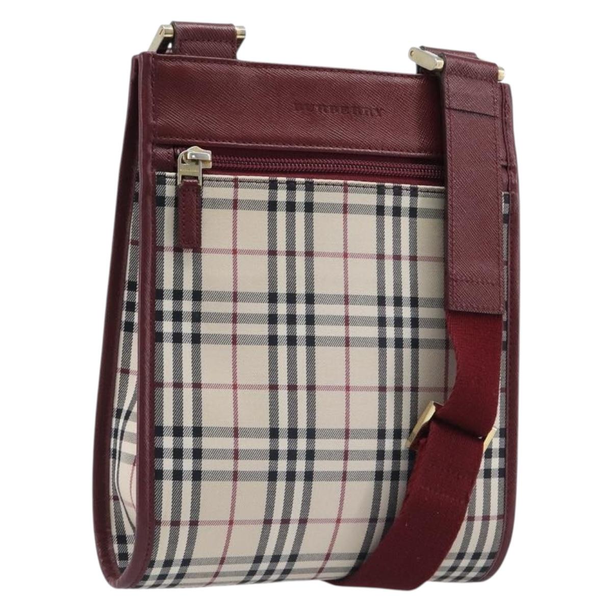 BURBERRY Nova Check Shoulder Bag Canvas Beige Gold Auth am12612V