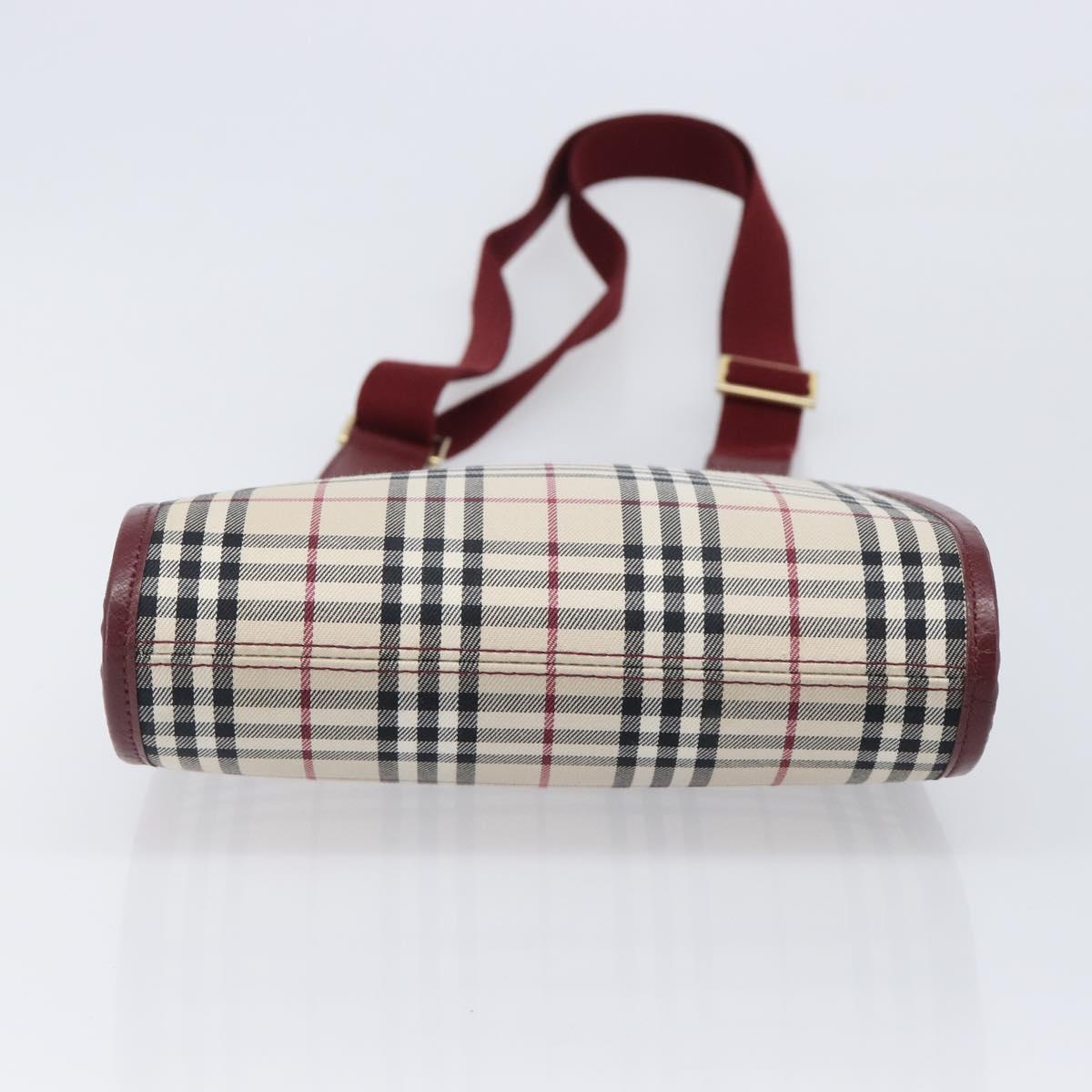 BURBERRY Nova Check Shoulder Bag Canvas Beige Gold Auth am12612V