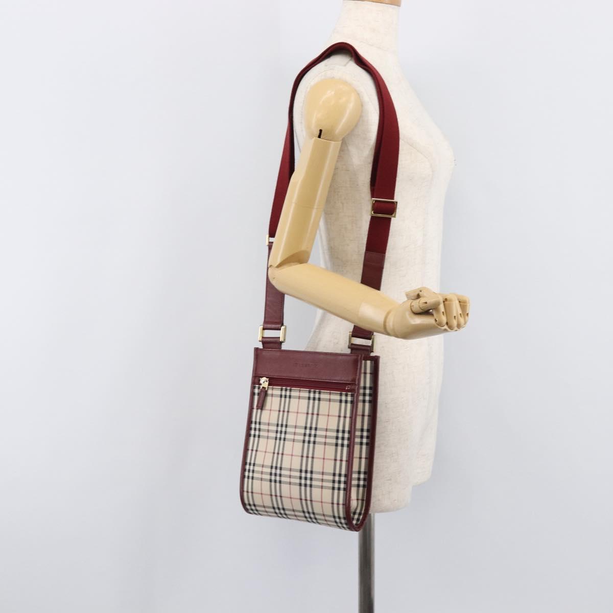 BURBERRY Nova Check Shoulder Bag Canvas Beige Gold Auth am12612V