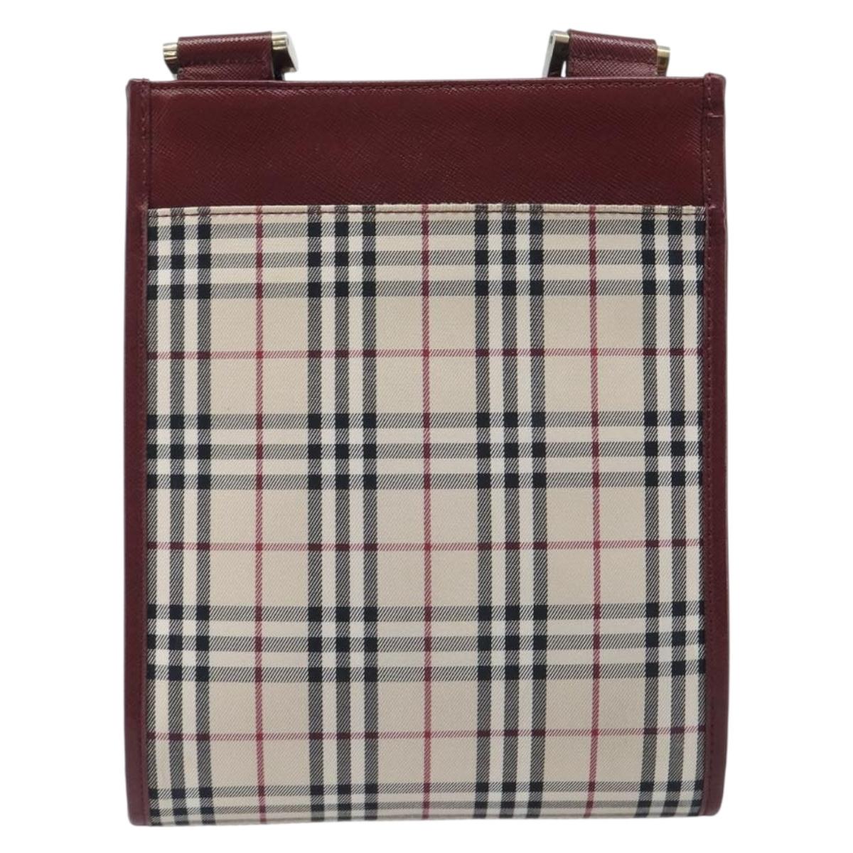 BURBERRY Nova Check Shoulder Bag Canvas Beige Gold Auth am12612V