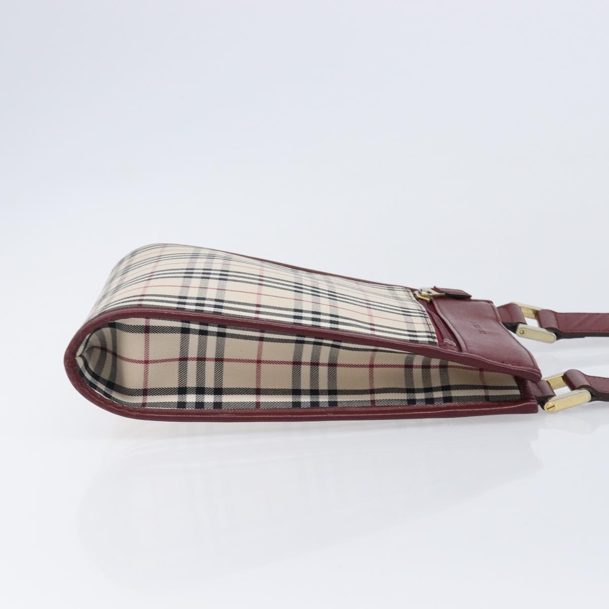 BURBERRY Nova Check Shoulder Bag Canvas Beige Gold Auth am12612V