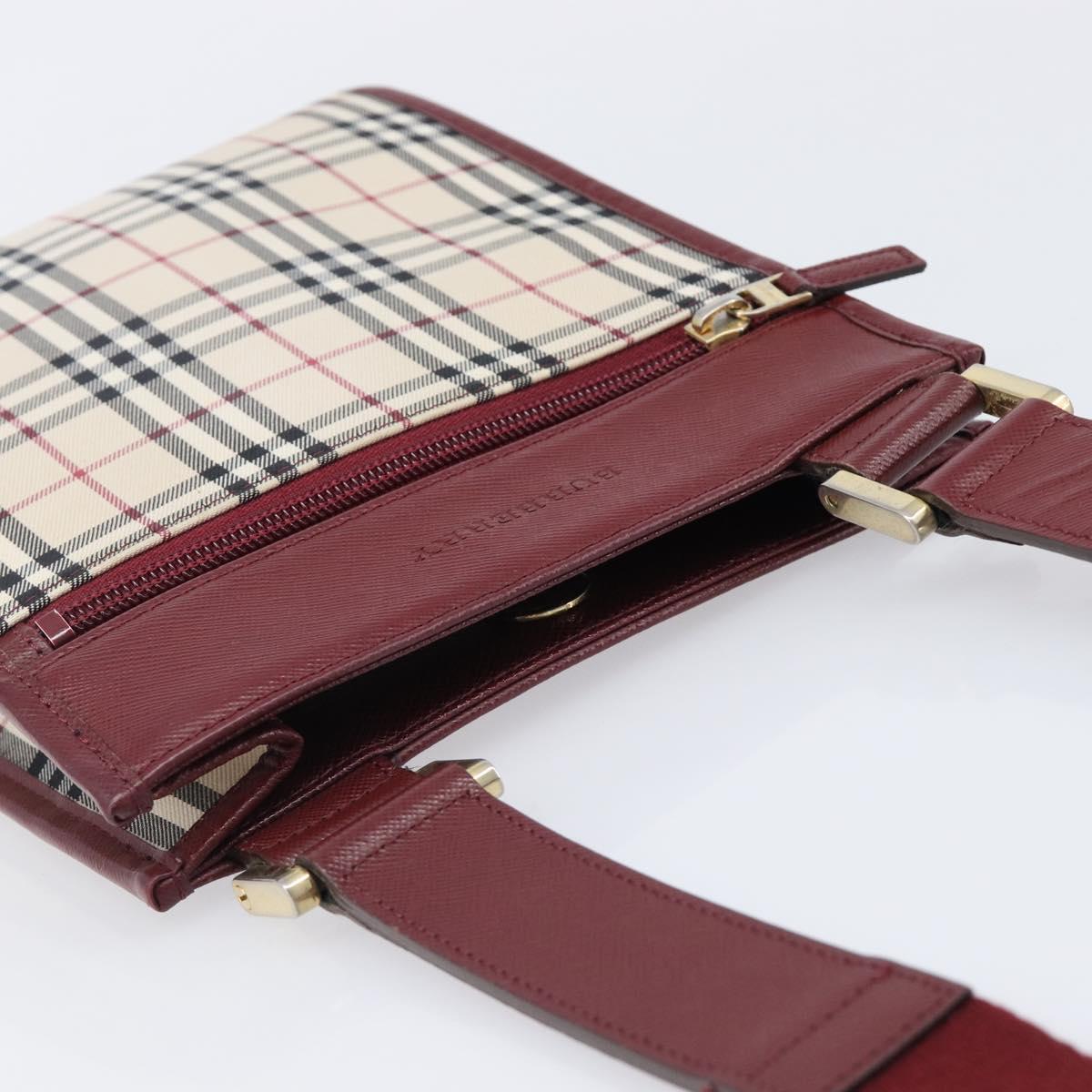 BURBERRY Nova Check Shoulder Bag Canvas Beige Gold Auth am12612V