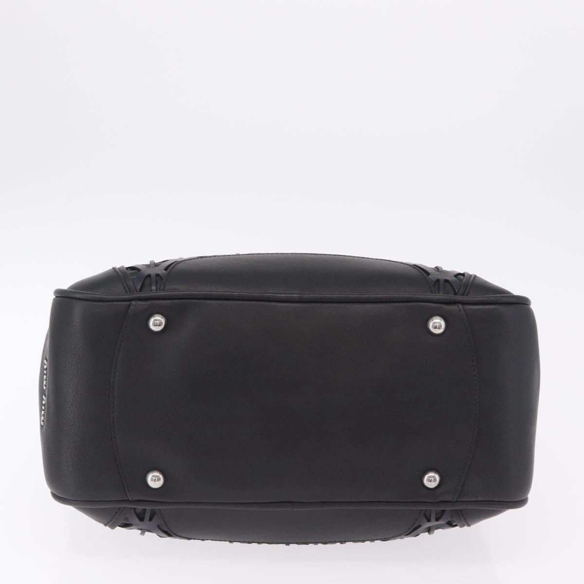 Miu Miu Hand Bag Leather Black Silver Auth am12613V